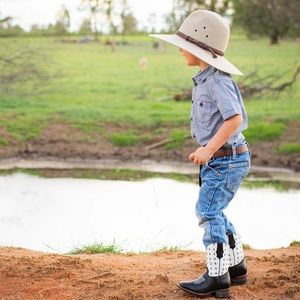 Kids Boots Children's Kariini Black and White Cowboy Kader Boot Co Termites AUS